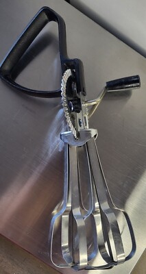 Flint Ecko Egg Beater Heavy Duty Stainless Steel Hand Crank Mixer Vintage 