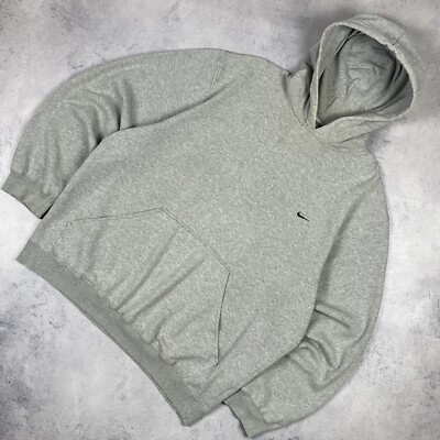 Vintage Nike Basic Embroidered Swoosh Logo Hoodie 1990 s Grey Size XL Streetwear