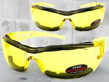 MOTORCYCLE Biker Day or Night Riding Padded HD Yellow Lens SUN GLASSES GOGGLES