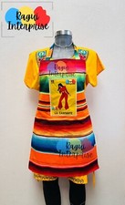 EMBROIDERED ,LA CANTANTE , LOTERIA , MANDIL MEXICANO , SARAPE , APRON, DELANTAL