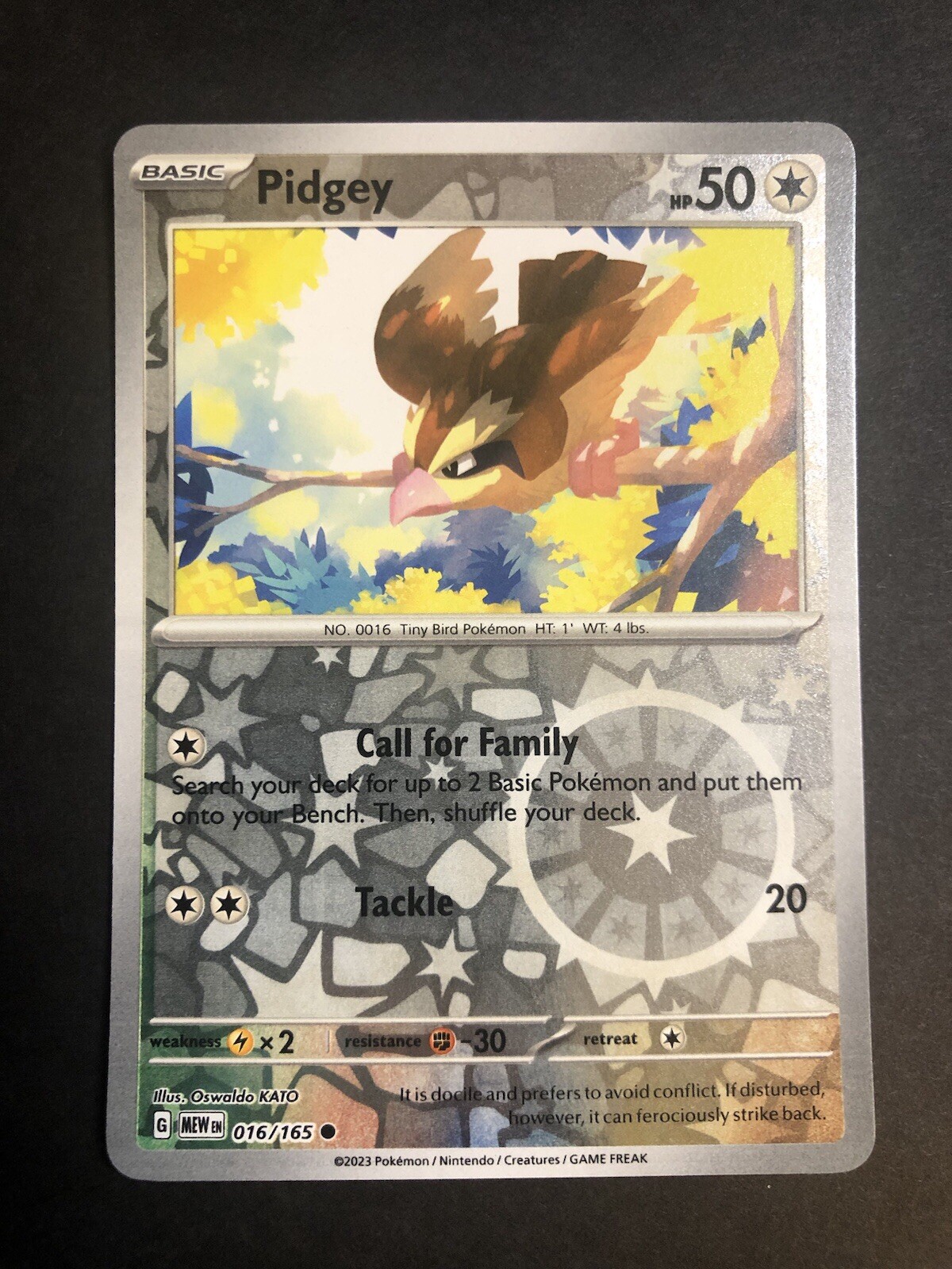 Pokemon TCG Pidgey 016/165 Reverse Holo Scarlet & Violet 151 English NM