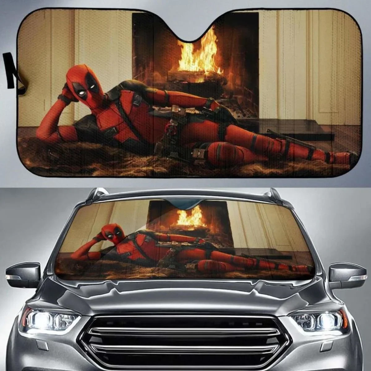 Deadpool Funny Auto Sun Shades, Cartoon Gift For Fans.