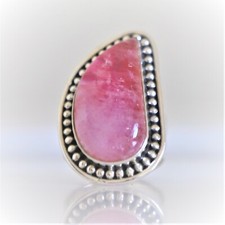 PINK RAINBOW MOONSTONE NATURAL GEMSTONE 925 SOLID STERLING SILVER JEWELRY RING