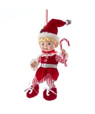 11" Peppermint Elf With Candy Cane
