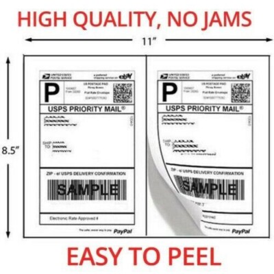 100 Half Sheet Self Adhesive Laser Inkjet USPS UPS FedEx Lables