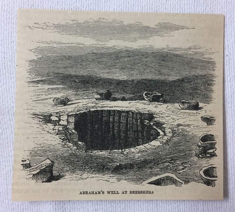 1872 small magazine engraving~ ABRAHAM'S WELL AT BEERSHEBA