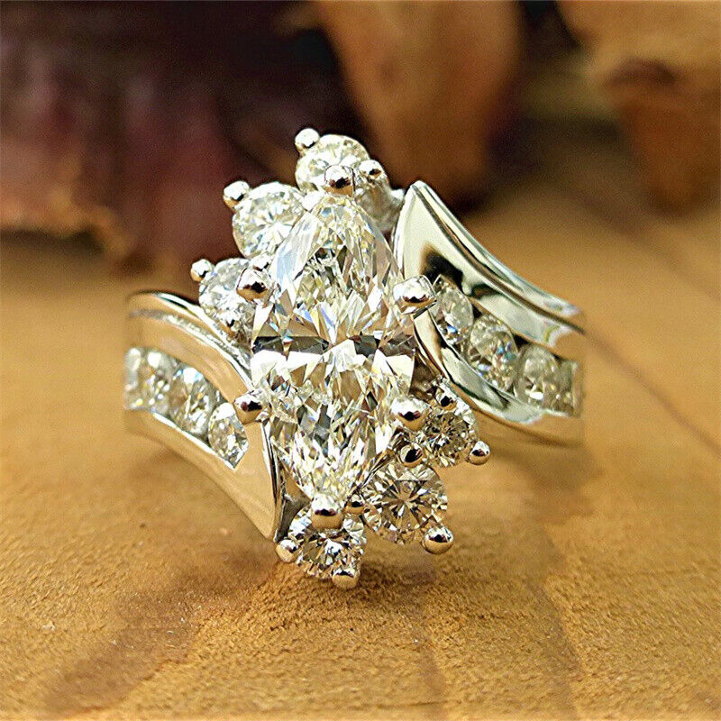 Women Gorgeous 925 Silver Rings Cubic Zirconia Wedding Engagement Jewelry 6-10