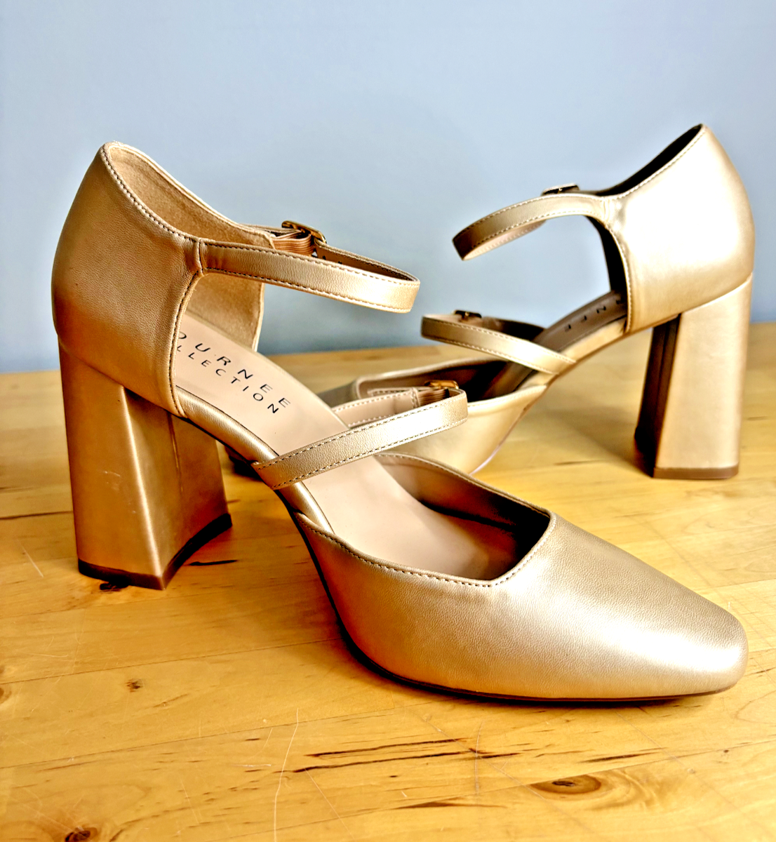 NWOT JOURNEE COLLECTION STRAP MATTE GOLD BEIGE VEGAN LEATHER