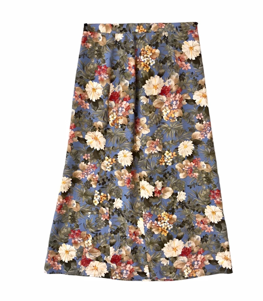 Falda Larga Midi Hada De Colección Años 90’s Floral Cottagecore 100% Seda Y2K Para Mujer Talla 12 Foto 2 de 4