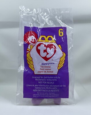 ~ Happy the Hippo Ty Original Teenie Beanie Baby Babys McDonalds #6 Neu in Verpackung 1998