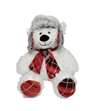 Polar Bear Plush Hat Scarf Gentle Treasures White Fuzzy Winter Stuffed Toy 18"