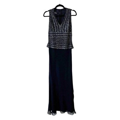jkara navy beaded dress New York Formal Evening Maxi Size 6 A pretty jacket completes