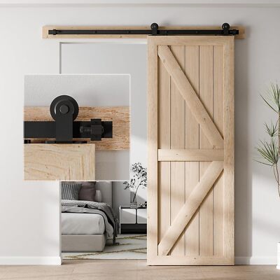 4FT -20FT Sliding Barn Door Hardware Track Single/Double Door Kit, Home/Kitchen