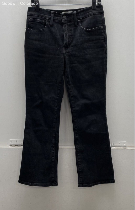 Madewell Womens Black Cotton Blend Mid-Rise Kick Out Denim Bootcut Jeans Size 29