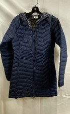 Columbia Women's Powder Lite Hooded Puffer Jacket Navy Blue Omni-Heat Sz M