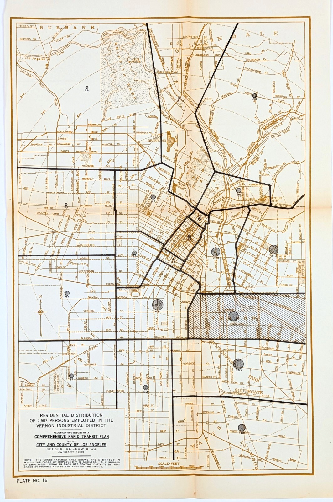 1925  Map LOS ANGELES  RAPID TRANSIT PLAN - VERNON INDUSTRIAL DISTRICT
