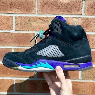 Nike: Air Jordan 5 Retro Black Grape Men s SIZE US 10 - OG Box Purple Teal AJ5!