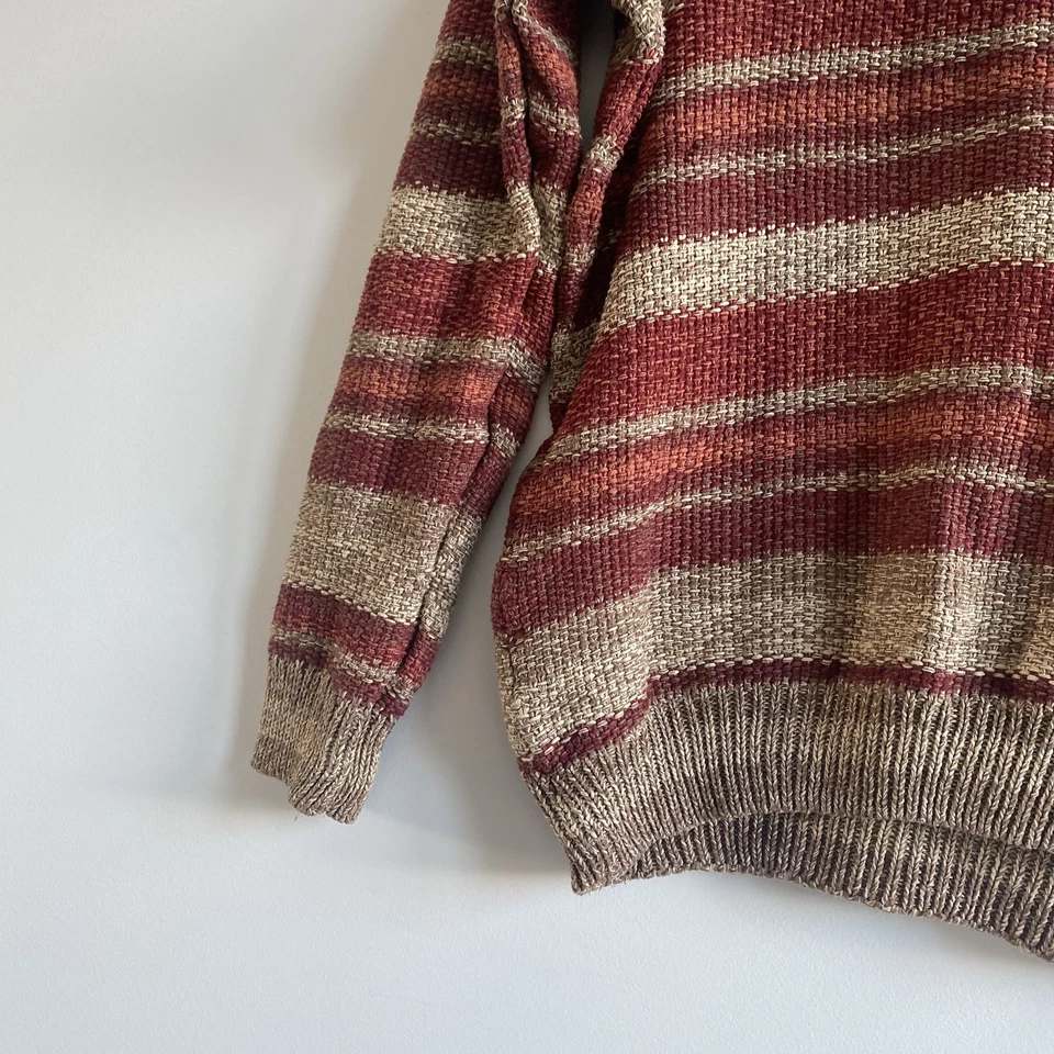 Mango Hombres Rayas Rojo Beige Chal Cuello Suéter Talla L Cottagecore Boho Hi... - Imagen 3 de 4