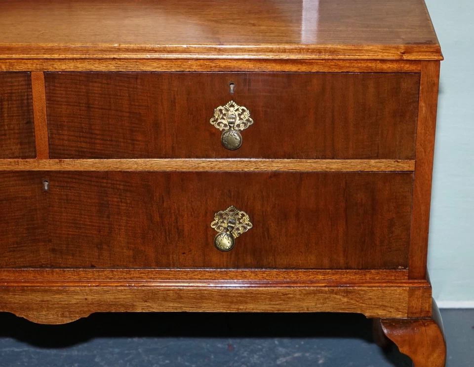 1930's ART DECO WALNUT DRESSING TABLE QUEEN ANNE STYLE DESK - Image 4 of 4
