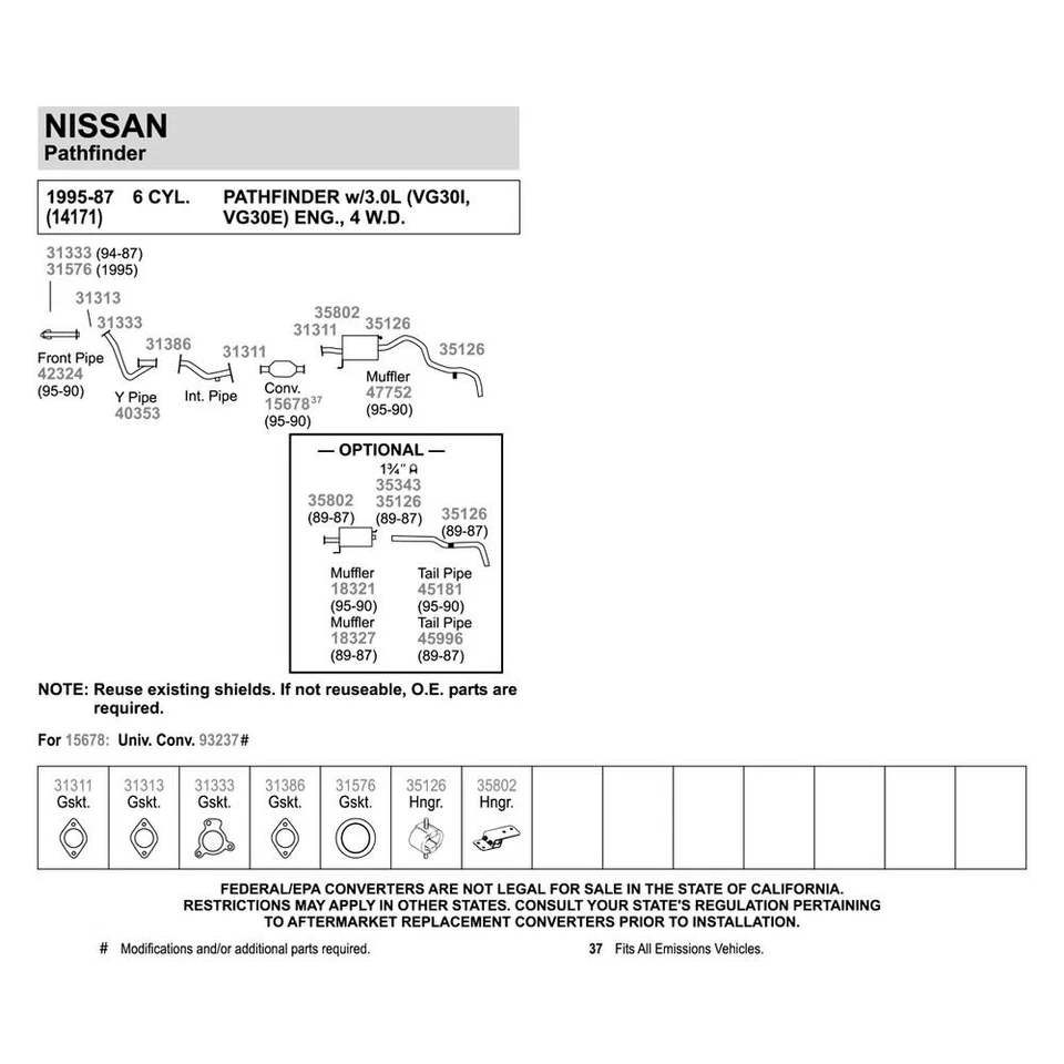 For Nissan Pathfinder 87-95 Walker Steel-Rubber Silver-Black Exhaust Hanger Foto 2 de 4