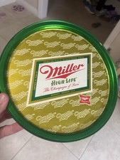 Vintage Miller High Life 10.75" Tin Serving Tray USA Union Made Metal Beer Sign