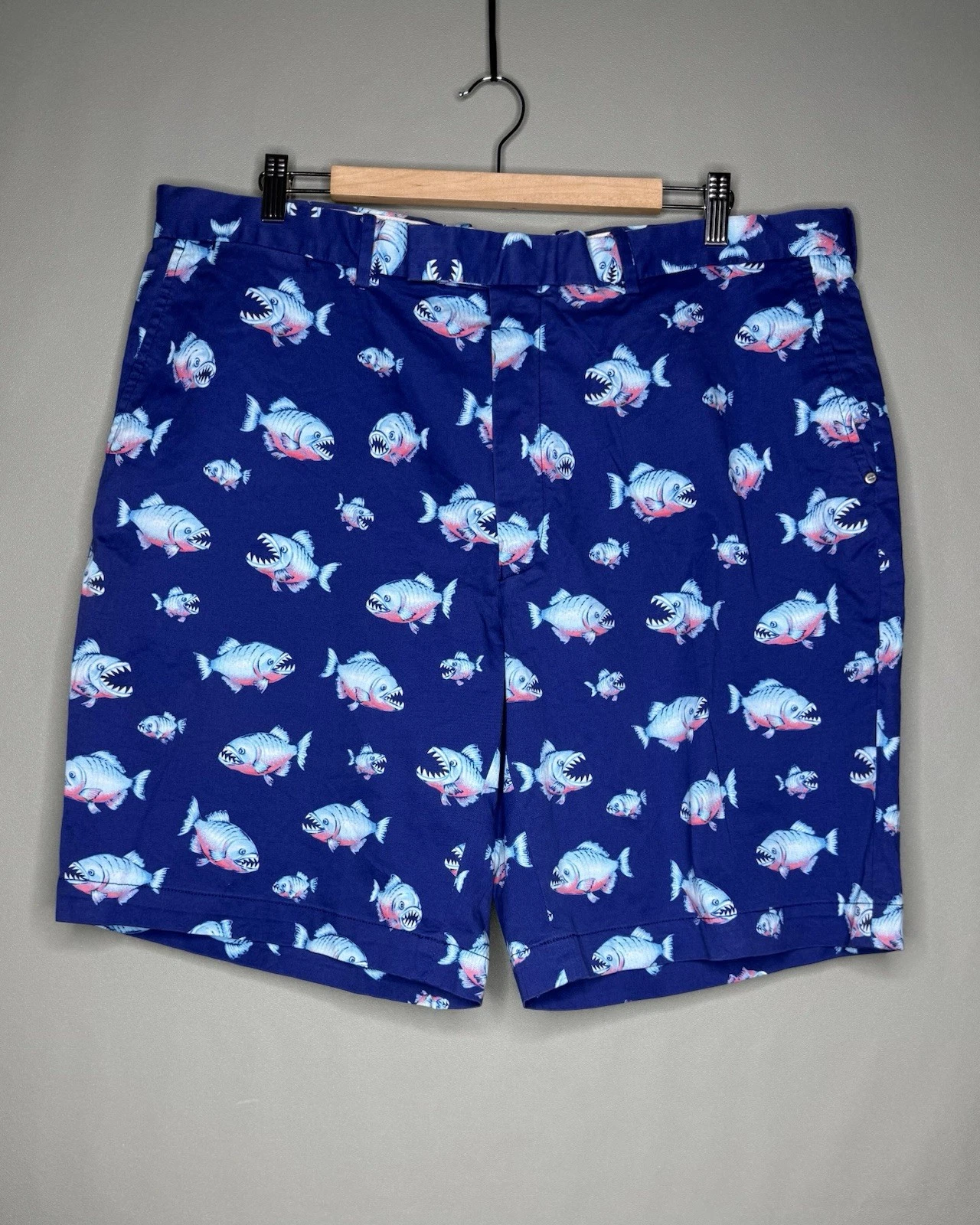 RLX Ralph Lauren Mens 40W 9" Inseam Classic Fit Blue AOP Fish Golf Shorts