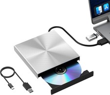 External Blu Ray DVD Drive Burner, USB 3.0 and Type-C Optical Slim Bluray CD ...
