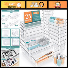 25 PCS Clear Plastic Drawer Organizers - Makeup, Jewelry  Gadget Storage Bins