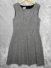 Talbots Dress Womens 14 Gray Herringbone Tweed Sleeveless Fit & Flare Work Wool