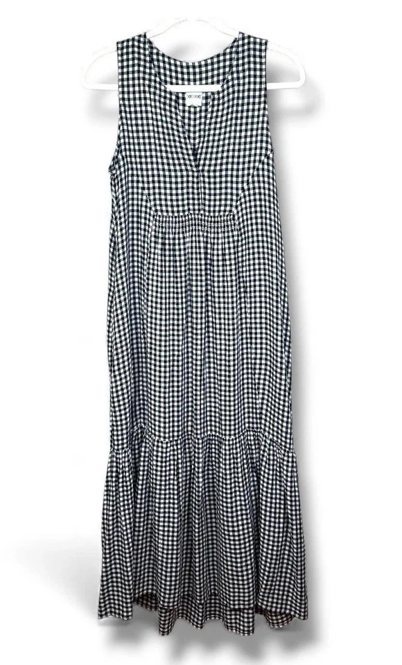 Vestido midi de guinga Nic + Zoe para mujer S negro blanco escandinavo minimalista cottagecore Foto 4 de 4