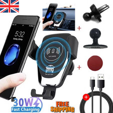 Wireless Car Charger Fast Charging Automatic Clamping 30W Mount Phone Holder UK