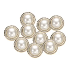 10pcs Gold White Pearl Buttons 25mm 0.63" Height Sewing Button Style I