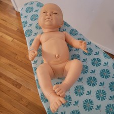 Berjusa Vintage Anatomically Correct Baby Girl Doll Hospital Wristband Weighted