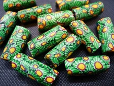 Perle Verre MILLEFIORI Murano Ancien Collier Antique African Glass Trade Bead