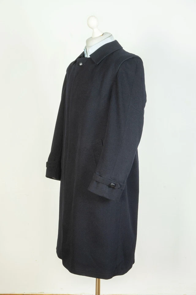 Burberry London Vintage Navy Men's Viscose Wool Trench Coat Jacket Size UK 50 - Image 3 of 4
