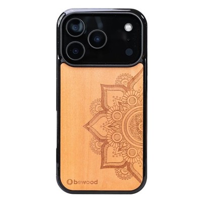 Holzhülle für iPhone 17 Pro Bewood Case Cover Schutzhülle Etui Apfelbaum Mandala