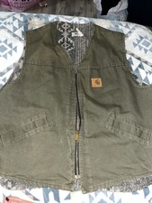 Carhartt Vintage 90s Green Fleece Pattern Lined Zip Vest Size 2xLarge VP166