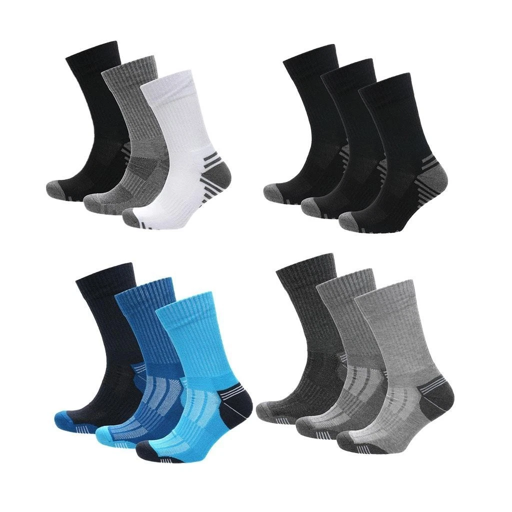 A2Z Mens 6 Pack Cushioned Sports Socks Cotton Rich Breathable Athletic Crew Sock