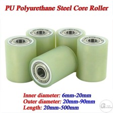 PU Polyurethane Steel Core Roller With Two Bearing Guiding Wheel Flat Belt Idler