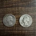Washington Quarters, 90% Silver Circulated. Lot of 2 1954 & 1946.
