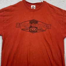 Vintage Harley-Davidson T-Shirt Mens XL Orange Crewneck Graphic Tee Made In USA