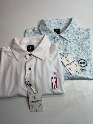 USAG Polo Shirt Men s Med Set Of 2  White/blue Amateur Tour Golf Cool Logo Fun