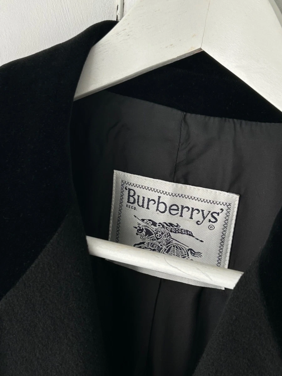 Vintage Burberrys Black Wool Cashmere Double Breasted Longline Blazer