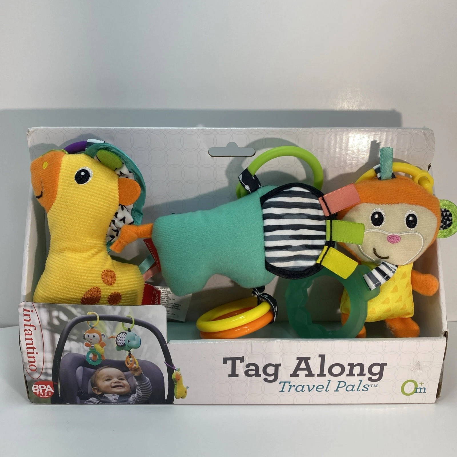 NEW INFANTINO Baby Teethers TAG ALONG Travel Pals 0+ Months Car Seat #206-942J