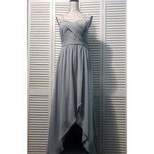 Wtoo By Watters Bridesmaid Dress Women's 10 Gray Strap/ Strapless Hi-Low Gown