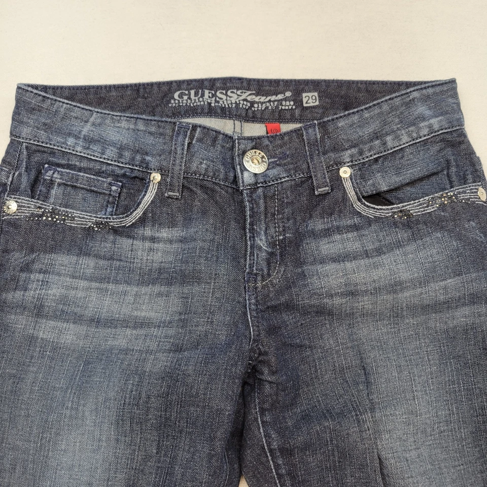 Guess Jeans Womens 29 Daredevil Bootcut Low Rise Dark Wash Stretch Y2K Denim - Image 2 of 4
