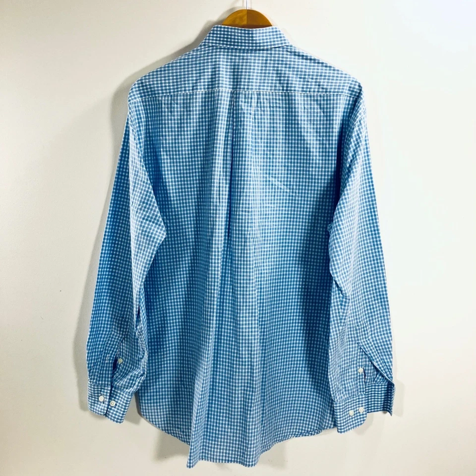Gitman Bros Mens XL Blue Gingham Check Button Long Sleeve Shirt Ivy Preppy - Image 3 of 4