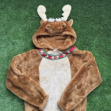 Briefly Stated Reindeer Hooded Adult Suit Christmas Costume Size Medium