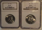 2 Coins 1953 NGC MS64 & 1951 NGC MS64 Franklin Half Silver Dollar