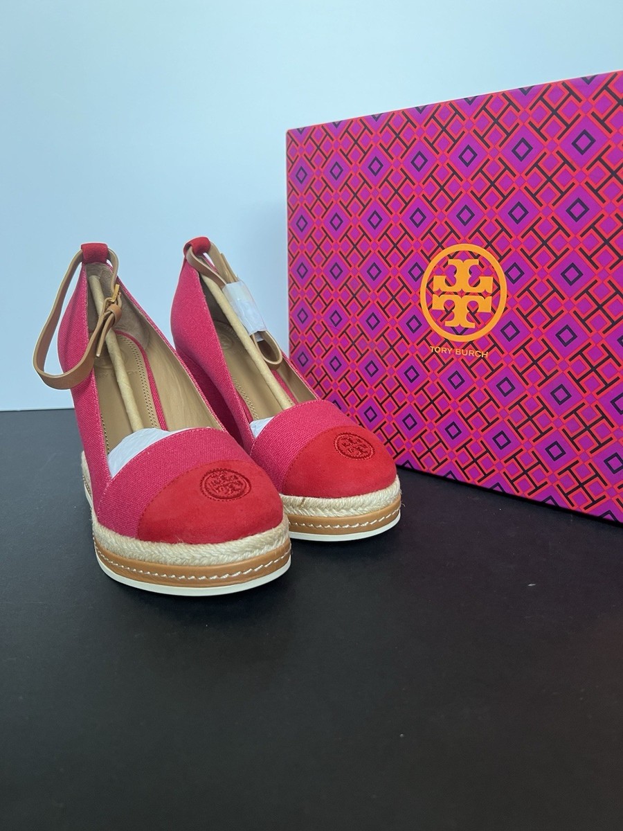 Tory Burch Filipa Colorblock Espadrilles Pink Red Wedge Heel  Tory Burch Pink and Red Wedge Espadrilles main image 1